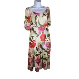 Fifteen Twenty Floral Sheer Tiered Cottagecore Dress
